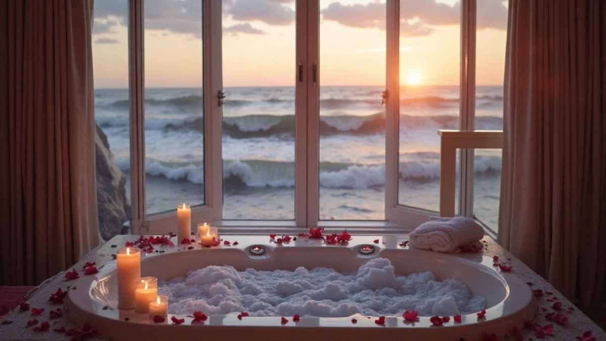 Romantyczny weekend dla dwojga z jacuzzi w pokoju nad morzem